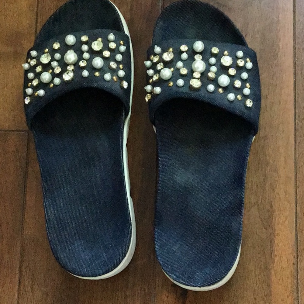 Stuart Weitzman Denim size 8 M embellished sandals - Picture 5 of 12